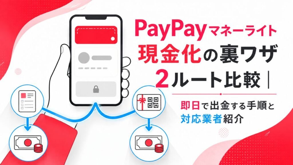 PayPayマネーライト現金化の裏ワザ2ルート比較|即日で出金する手順と対応業者6社
